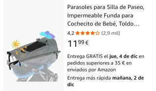 Parasol impermeable para silla de paseo