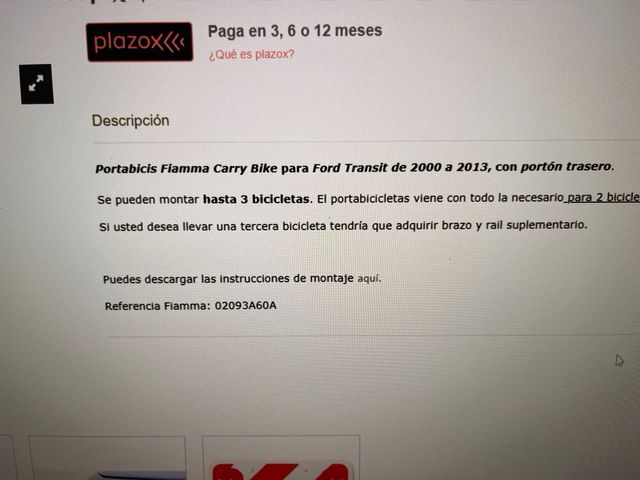 Portabicis Fiamma Ford Transit (00-11)