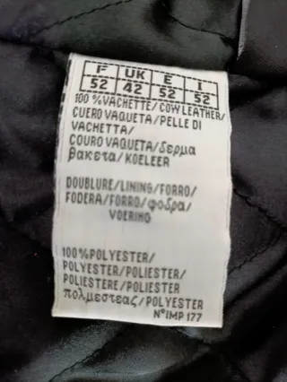 Abrigo cruzado cuero auténtico XL Medidas indicada