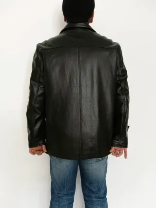 Abrigo cruzado cuero auténtico XL Medidas indicada