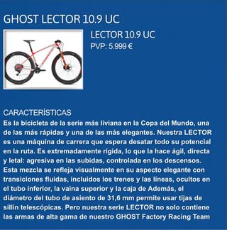 Bicicleta de montaña Ghost Lector 10.9 de alta gam