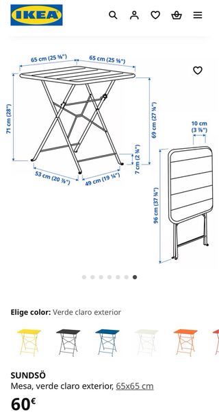 Mesa y 2 Sillas para balcón de Ikea