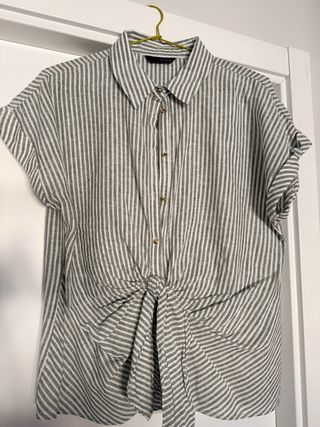 Blusa Zara Rayas Verdes Talla M