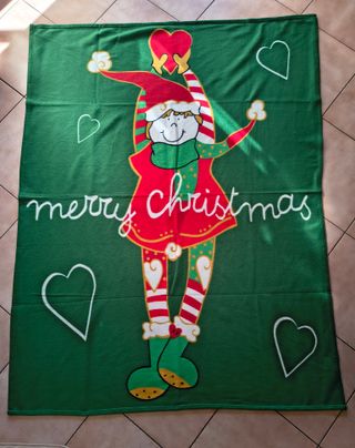 Coperta pile elfo Merry Christmas