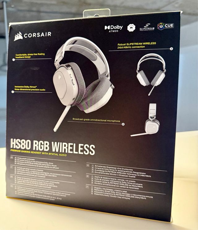 Fones de ouvido Corsair HS80 RGB Wireless brancos