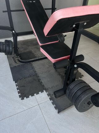 Panca multifunción ISE con barra y pesas