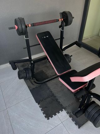 Panca multifunción ISE con barra y pesas