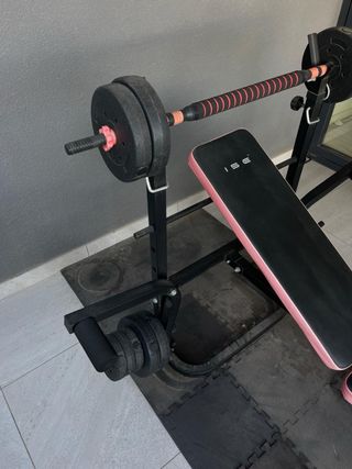 Panca multifunción ISE con barra y pesas