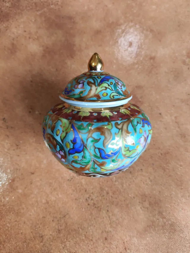 Barattolo cloisonné tailandese dipinto a mano