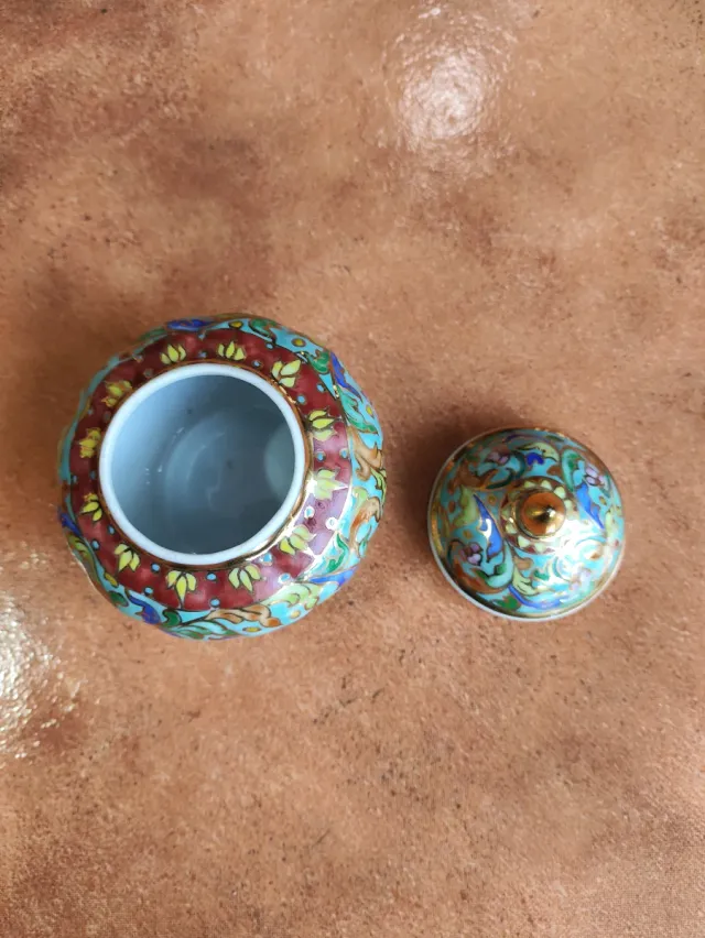 Barattolo cloisonné tailandese dipinto a mano