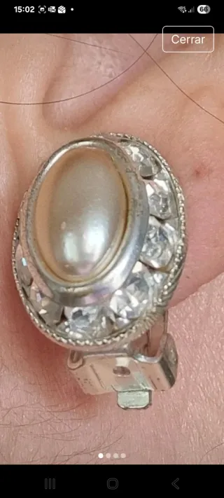 Pendientes  plata, perla y circonitas