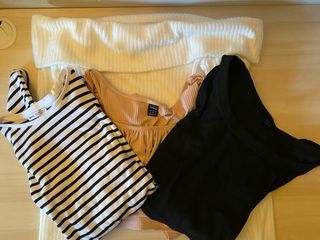 Pack 3 Tops Manga Larga y Jersey sin Hombros