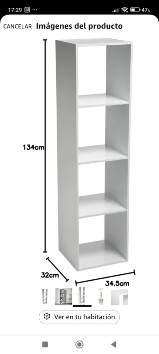 Estantería Columna 4 Compartimentos Blanca