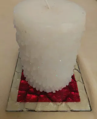 Piattino porta candela in vetro + candela