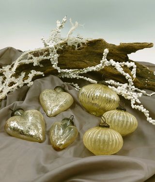 Set 5 Addobbi Natalizi Vintage Vetro Cuore