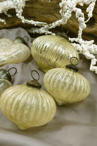 Set 5 Addobbi Natalizi Vintage Vetro Cuore