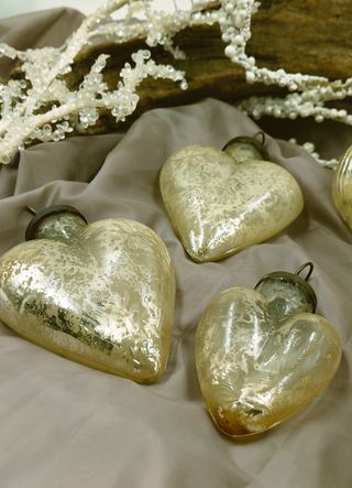 Set 5 Addobbi Natalizi Vintage Vetro Cuore