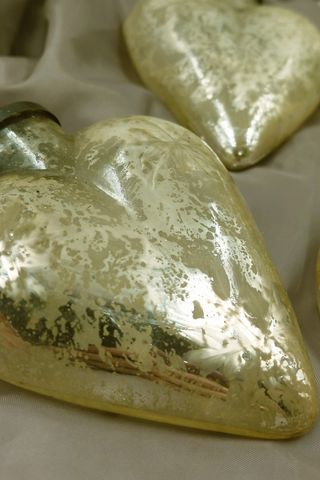 Set 5 Addobbi Natalizi Vintage Vetro Cuore