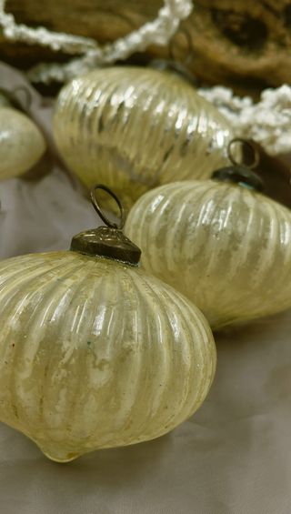 Set 5 Addobbi Natalizi Vintage Vetro Cuore