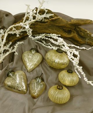 Set 5 Addobbi Natalizi Vintage Vetro Cuore