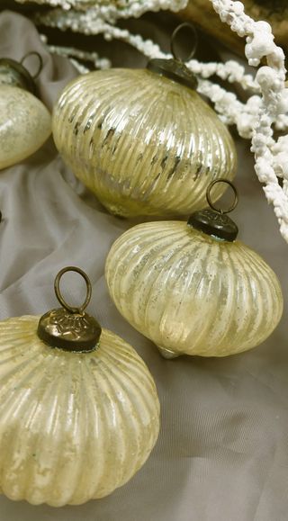 Set 5 Addobbi Natalizi Vintage Vetro Cuore