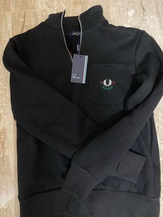 Jersey Fred Perry Negro Media Cremallera