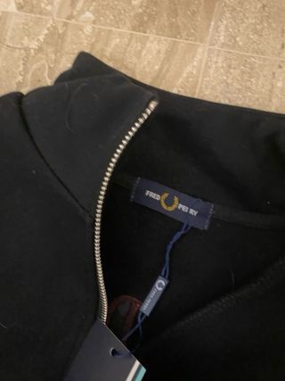 Jersey Fred Perry Negro Media Cremallera