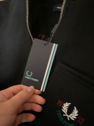 Jersey Fred Perry Negro Media Cremallera