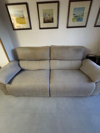 Divano relax elettrico 3 posti in tessuto beige