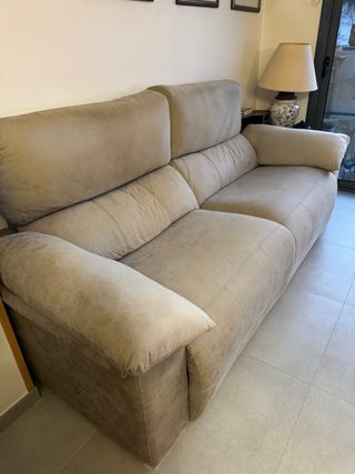 Divano relax elettrico 3 posti in tessuto beige