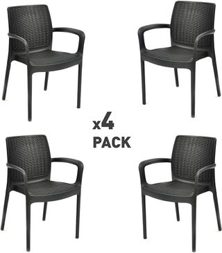 Keter Bali - Confezione da 4 sedie da giardino per interni ed esterni