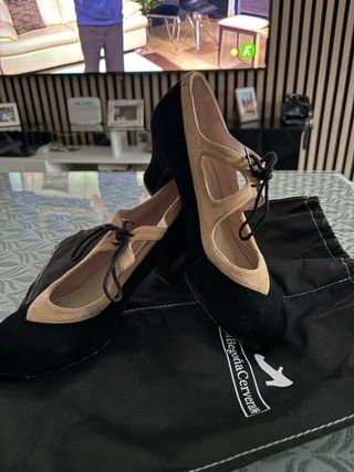 Zapatos Flamenco Profesionales Negro/Beige
