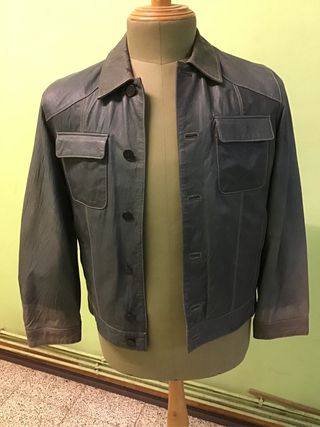 Chaqueta de piel caballero gris