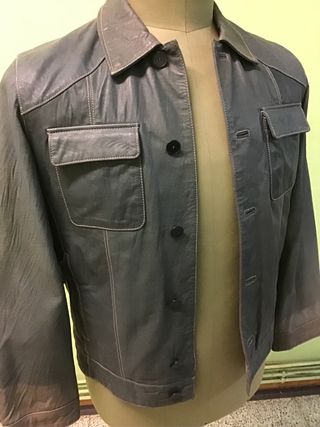 Chaqueta de piel caballero gris
