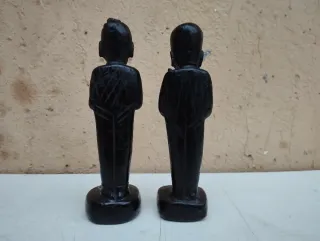 Antica coppia manufatti statuine cinesi cartapesta