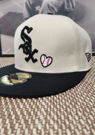 Gorra New Era 59Fifty Blanca y Negra Talla 7.1/2