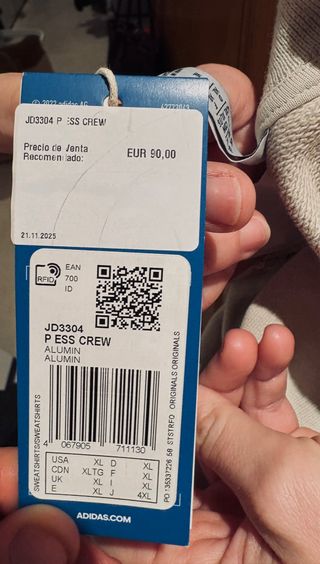 Sudadera Adidas Beige Talla XL