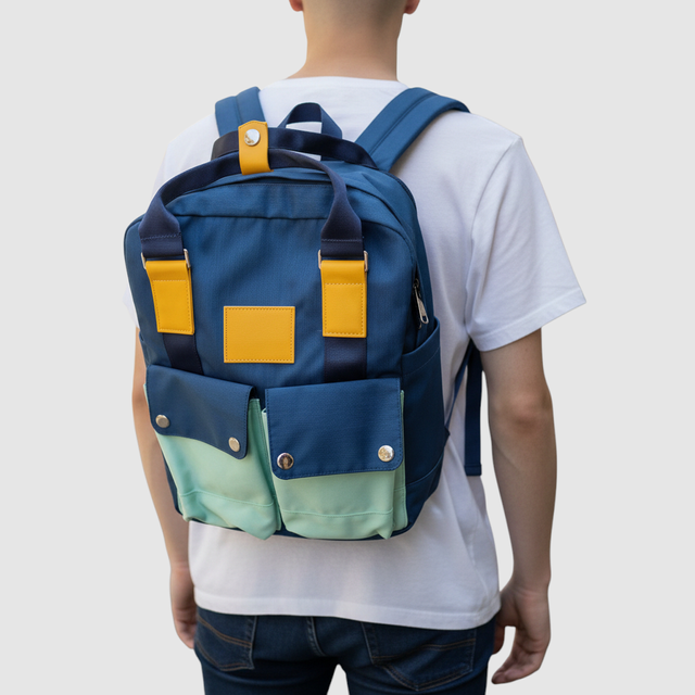 Mochila poliéster unisex azul