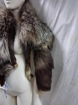 Stola scialle vera pelle marrone/grigio