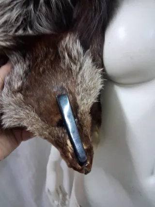 Stola scialle vera pelle marrone/grigio