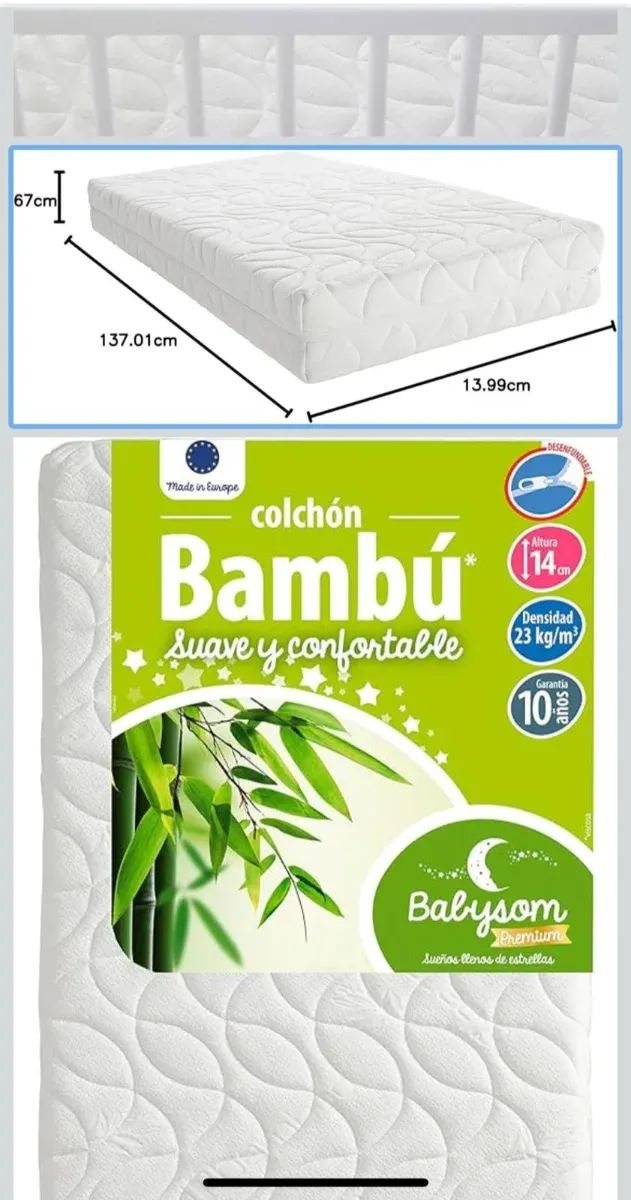 Colchón cuna de bebé bambú babysom