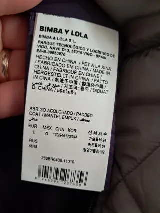 Abrigo plumífero Bimba y Lola