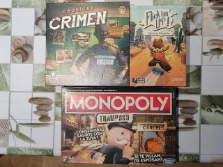 Lote 3 juegos de mesa: Monopoly, Crónicas del Crim