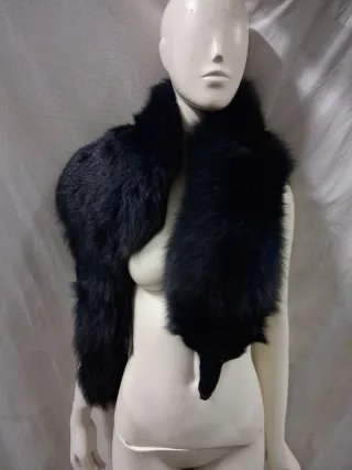 Stola scialle vera pelle donna nero