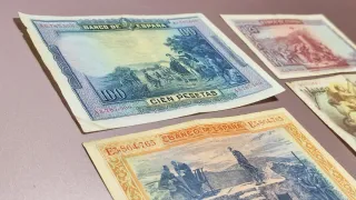 Billetes antiguos 5, 10, 25, 50, 100 Pts