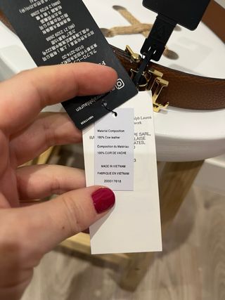 Cinturón Piel Ralph Lauren Marrón y Dorado Talla M