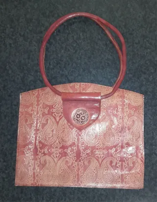 Borsa etnica vintage in pelle color cuoio