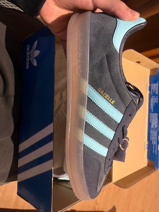 Adidas Gazelle Indoor Gris/Celeste
