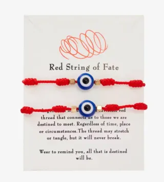 2 Pulseras Hilo Rojo y Ojo Turco