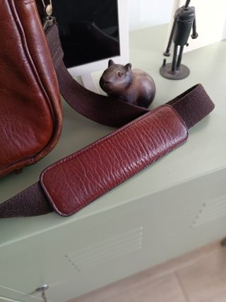 Bolso maletín hombre Zara de piel natural marrón